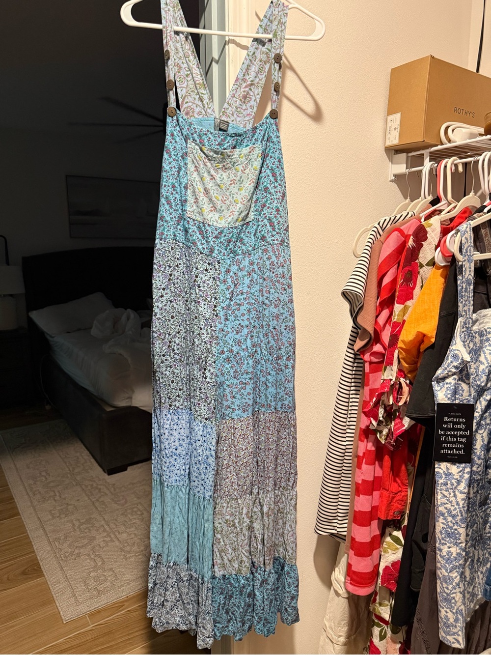 Blue Sky Floral Patchwork Maxi Jumpsuit in Light Blue